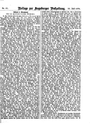 Augsburger Postzeitung. Beilage zur Augsburger Postzeitung (Augsburger Postzeitung) Samstag 22. Juli 1876