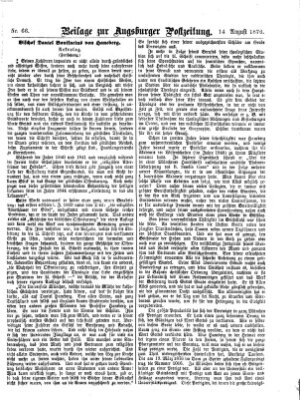 Augsburger Postzeitung. Beilage zur Augsburger Postzeitung (Augsburger Postzeitung) Montag 14. August 1876