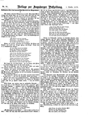 Augsburger Postzeitung. Beilage zur Augsburger Postzeitung (Augsburger Postzeitung) Samstag 4. November 1876