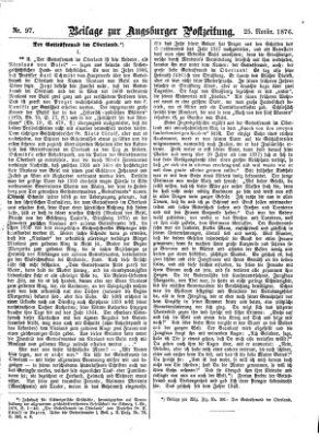 Augsburger Postzeitung. Beilage zur Augsburger Postzeitung (Augsburger Postzeitung) Samstag 25. November 1876