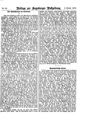 Augsburger Postzeitung. Beilage zur Augsburger Postzeitung (Augsburger Postzeitung) Samstag 2. Dezember 1876