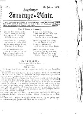 Augsburger Sonntagsblatt (Augsburger Postzeitung) Sonntag 27. Februar 1876