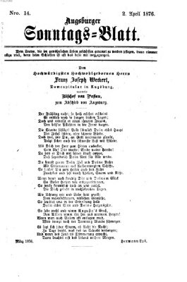 Augsburger Sonntagsblatt (Augsburger Postzeitung) Sonntag 2. April 1876