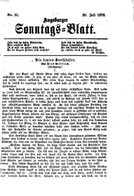 Augsburger Sonntagsblatt (Augsburger Postzeitung) Sonntag 30. Juli 1876