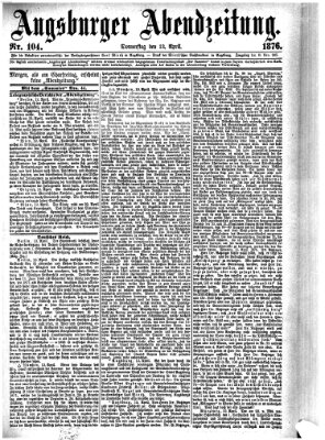 Augsburger Abendzeitung Donnerstag 13. April 1876