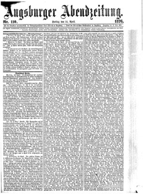 Augsburger Abendzeitung Freitag 21. April 1876