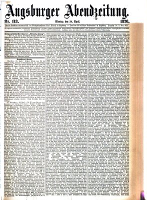 Augsburger Abendzeitung Montag 24. April 1876