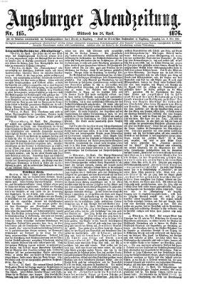 Augsburger Abendzeitung Mittwoch 26. April 1876