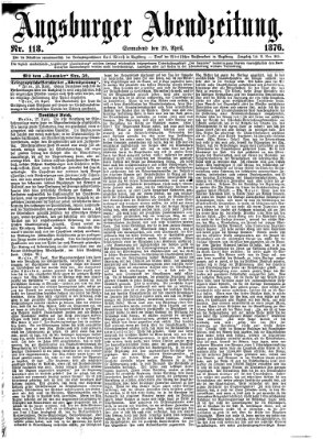 Augsburger Abendzeitung Samstag 29. April 1876