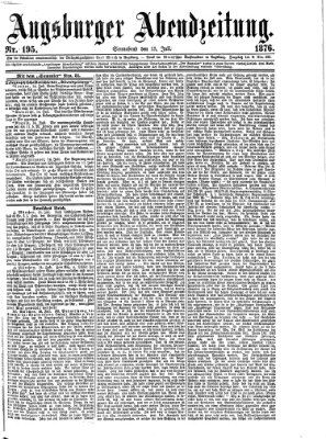 Augsburger Abendzeitung Samstag 15. Juli 1876