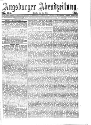 Augsburger Abendzeitung Dienstag 25. Juli 1876