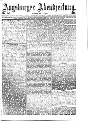 Augsburger Abendzeitung Mittwoch 2. August 1876