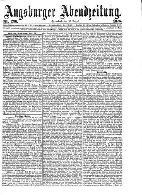 Augsburger Abendzeitung Samstag 26. August 1876