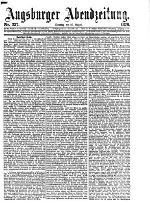 Augsburger Abendzeitung Sonntag 27. August 1876