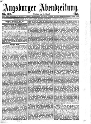 Augsburger Abendzeitung Dienstag 29. August 1876