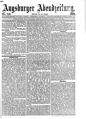 Augsburger Abendzeitung Mittwoch 30. August 1876