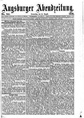 Augsburger Abendzeitung Donnerstag 31. August 1876