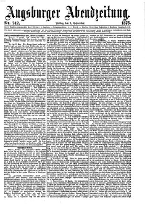 Augsburger Abendzeitung Freitag 1. September 1876