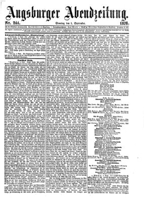 Augsburger Abendzeitung Sonntag 3. September 1876