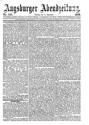 Augsburger Abendzeitung Montag 11. September 1876