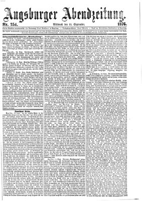 Augsburger Abendzeitung Mittwoch 13. September 1876