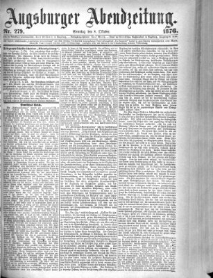 Augsburger Abendzeitung Sonntag 8. Oktober 1876