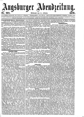 Augsburger Abendzeitung Mittwoch 11. Oktober 1876