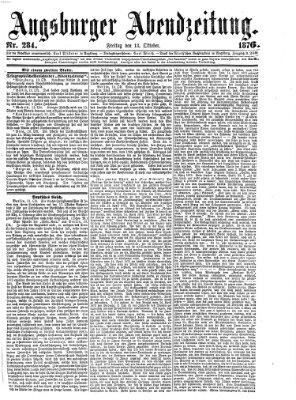 Augsburger Abendzeitung Freitag 13. Oktober 1876