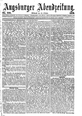 Augsburger Abendzeitung Mittwoch 18. Oktober 1876