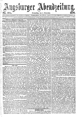 Augsburger Abendzeitung Donnerstag 2. November 1876