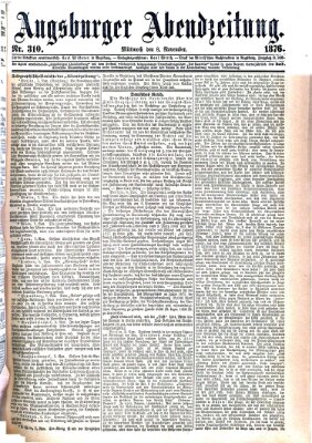 Augsburger Abendzeitung Mittwoch 8. November 1876