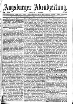 Augsburger Abendzeitung Freitag 10. November 1876