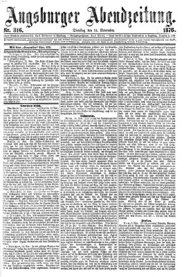 Augsburger Abendzeitung Dienstag 14. November 1876