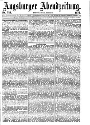 Augsburger Abendzeitung Mittwoch 22. November 1876