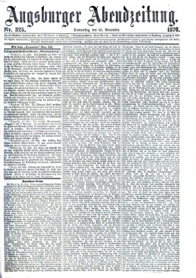 Augsburger Abendzeitung Donnerstag 23. November 1876