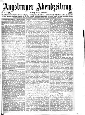 Augsburger Abendzeitung Montag 27. November 1876