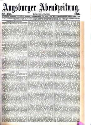 Augsburger Abendzeitung Freitag 1. Dezember 1876