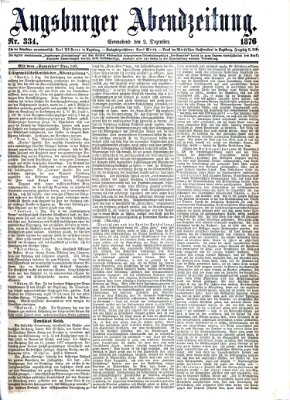 Augsburger Abendzeitung Samstag 2. Dezember 1876