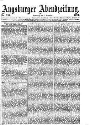 Augsburger Abendzeitung Donnerstag 7. Dezember 1876