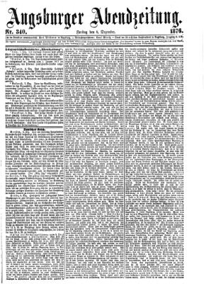 Augsburger Abendzeitung Freitag 8. Dezember 1876