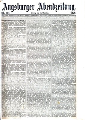 Augsburger Abendzeitung Freitag 15. Dezember 1876