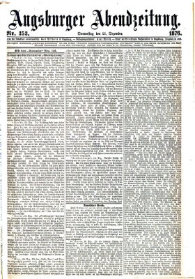 Augsburger Abendzeitung Donnerstag 21. Dezember 1876