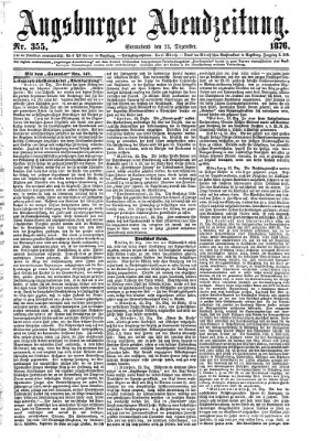 Augsburger Abendzeitung Samstag 23. Dezember 1876