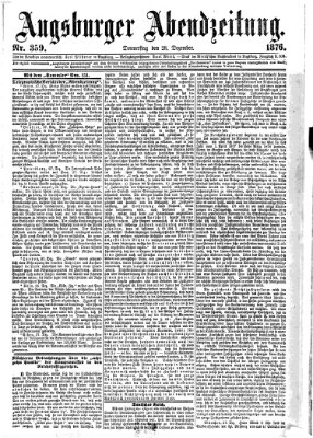 Augsburger Abendzeitung Donnerstag 28. Dezember 1876