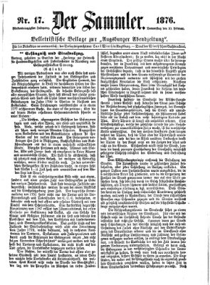 Der Sammler (Augsburger Abendzeitung) Donnerstag 10. Februar 1876