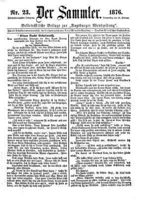 Der Sammler (Augsburger Abendzeitung) Donnerstag 24. Februar 1876