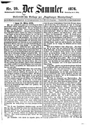 Der Sammler (Augsburger Abendzeitung) Donnerstag 9. März 1876