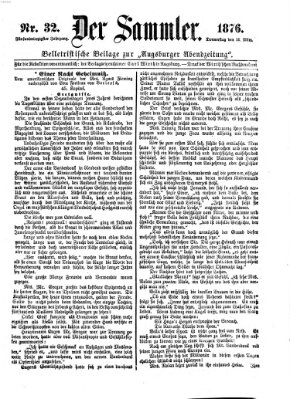 Der Sammler (Augsburger Abendzeitung) Donnerstag 16. März 1876