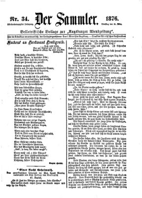 Der Sammler (Augsburger Abendzeitung) Dienstag 21. März 1876