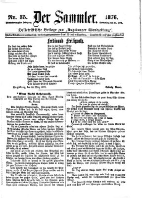 Der Sammler (Augsburger Abendzeitung) Donnerstag 23. März 1876